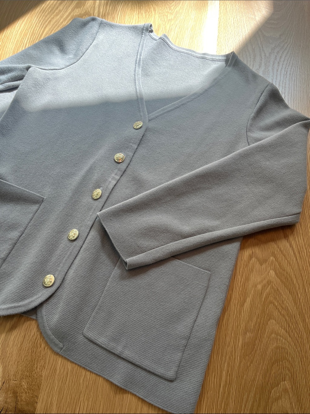 Amazon Light Gray V-Neck Button Cardigan Jacket